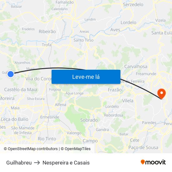 Guilhabreu to Nespereira e Casais map