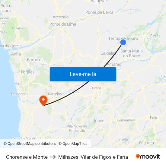 Chorense e Monte to Milhazes, Vilar de Figos e Faria map