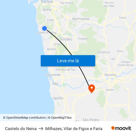 Castelo do Neiva to Milhazes, Vilar de Figos e Faria map