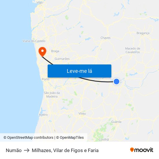 Numão to Milhazes, Vilar de Figos e Faria map