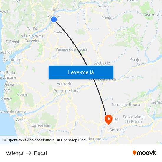 Valença to Fiscal map