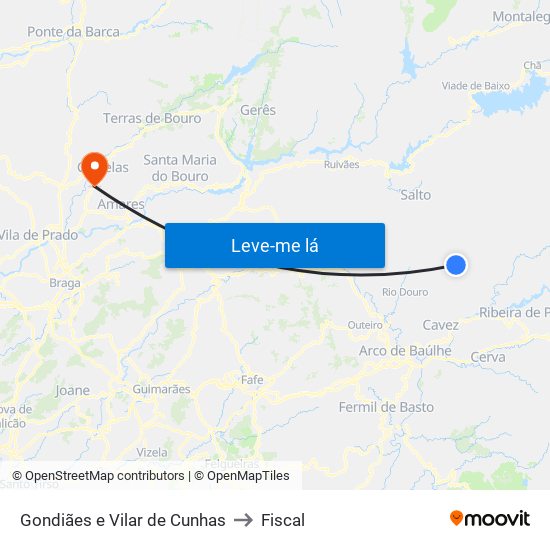 Gondiães e Vilar de Cunhas to Fiscal map