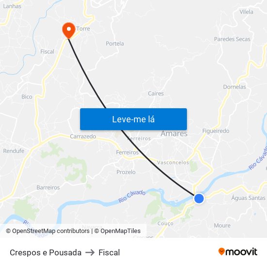 Crespos e Pousada to Fiscal map