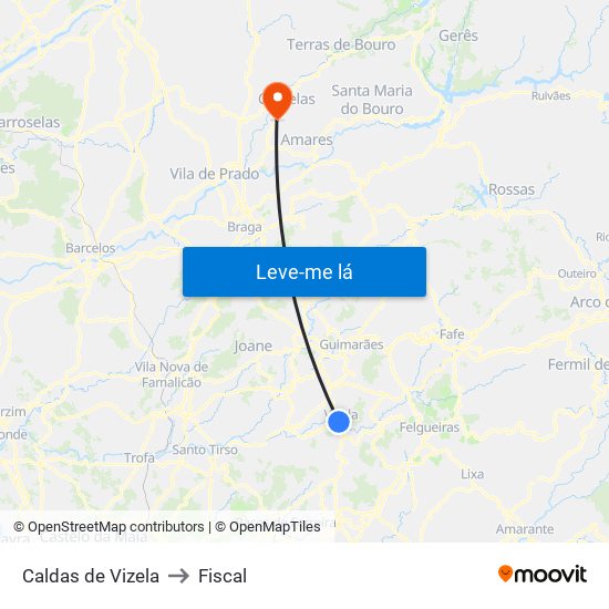 Caldas de Vizela to Fiscal map