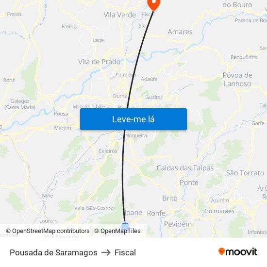 Pousada de Saramagos to Fiscal map