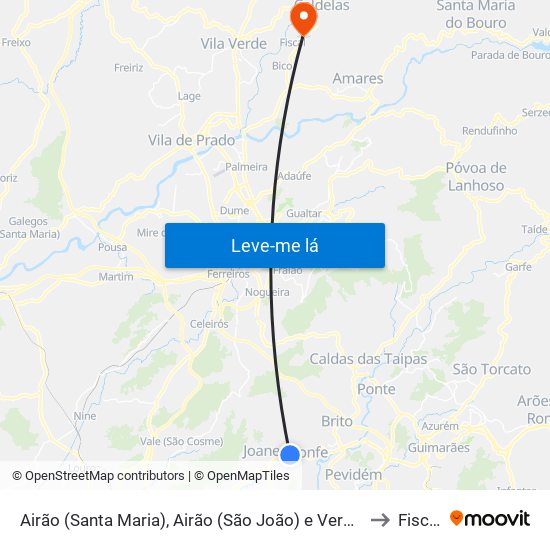 Airão (Santa Maria), Airão (São João) e Vermil to Fiscal map