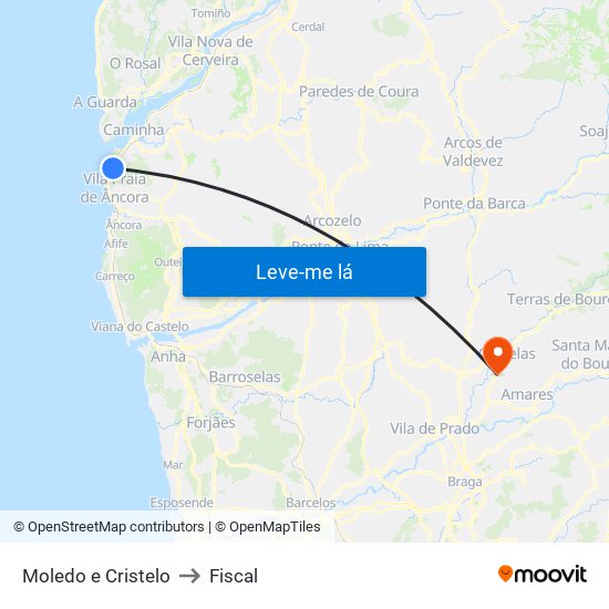 Moledo e Cristelo to Fiscal map