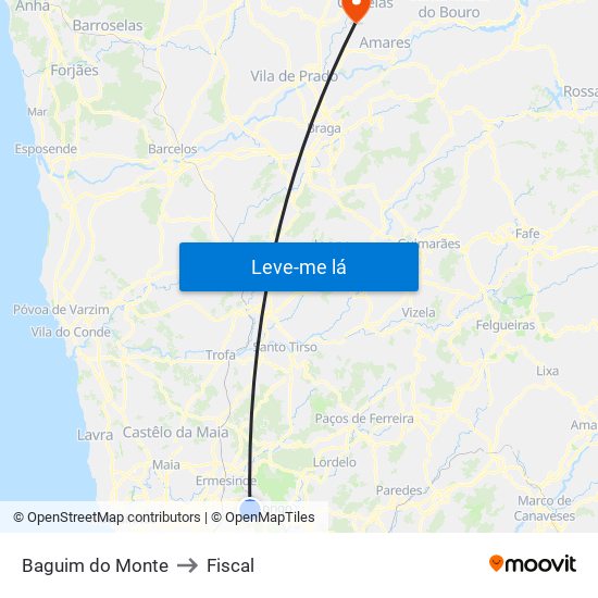 Baguim do Monte to Fiscal map