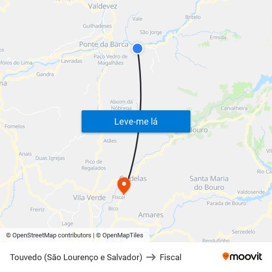 Touvedo (São Lourenço e Salvador) to Fiscal map