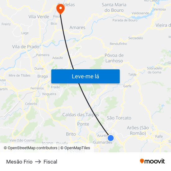 Mesão Frio to Fiscal map