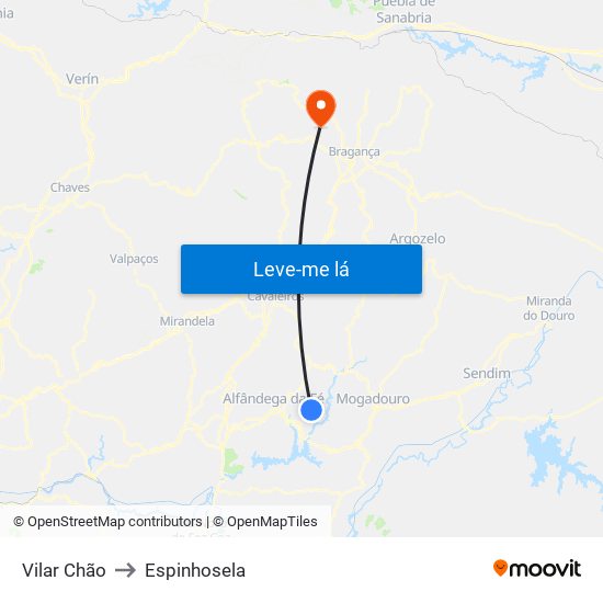 Vilar Chão to Espinhosela map