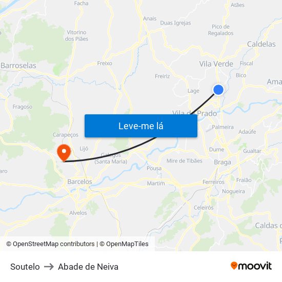 Soutelo to Abade de Neiva map