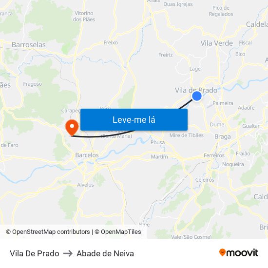 Vila De Prado to Abade de Neiva map