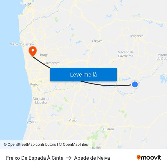 Freixo De Espada À Cinta to Abade de Neiva map