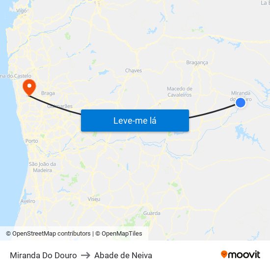 Miranda Do Douro to Abade de Neiva map