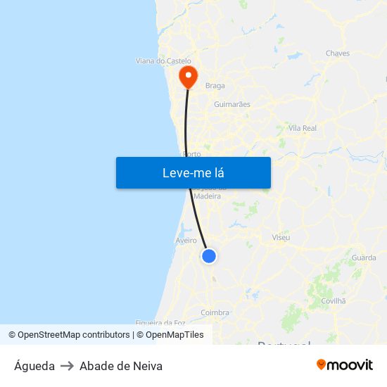 Águeda to Abade de Neiva map