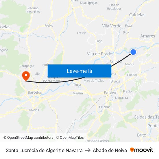 Santa Lucrécia de Algeriz e Navarra to Abade de Neiva map