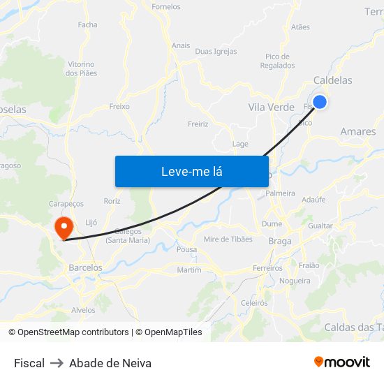 Fiscal to Abade de Neiva map