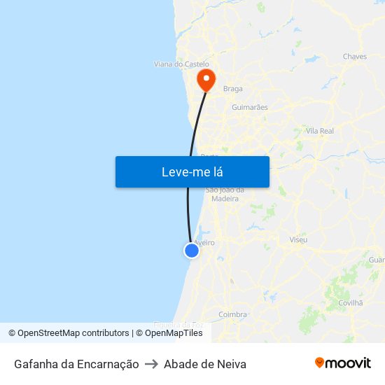 Gafanha da Encarnação to Abade de Neiva map