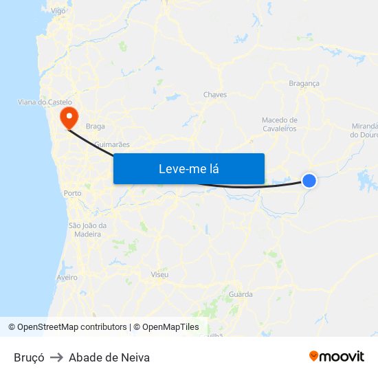 Bruçó to Abade de Neiva map