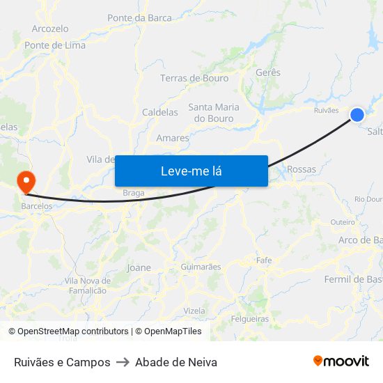 Ruivães e Campos to Abade de Neiva map