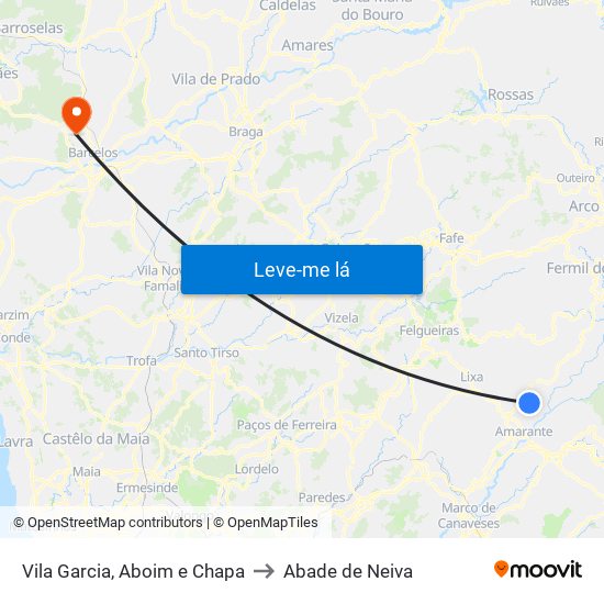 Vila Garcia, Aboim e Chapa to Abade de Neiva map