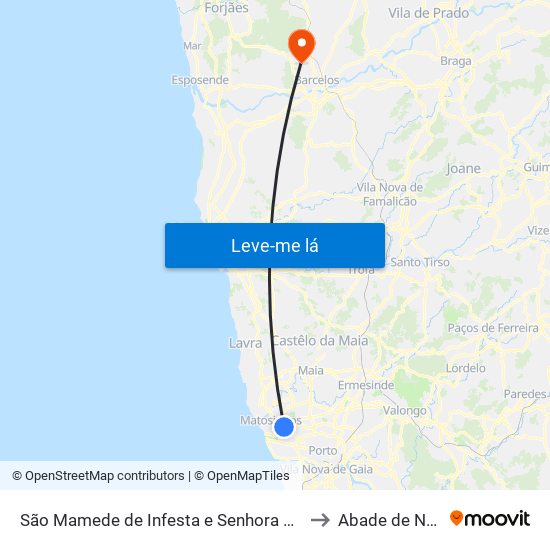 São Mamede de Infesta e Senhora da Hora to Abade de Neiva map