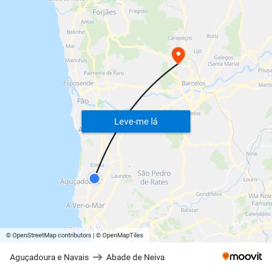 Aguçadoura e Navais to Abade de Neiva map