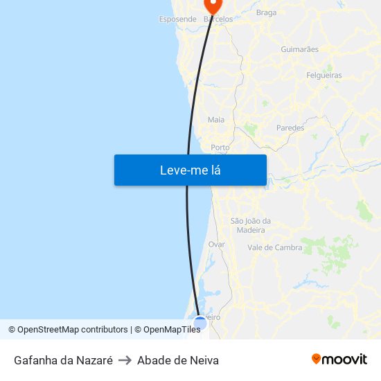 Gafanha da Nazaré to Abade de Neiva map