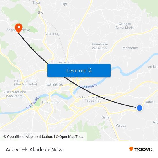 Adães to Abade de Neiva map