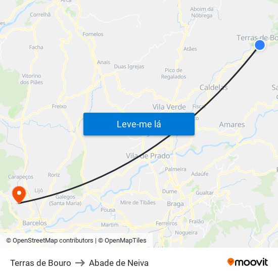 Terras de Bouro to Abade de Neiva map