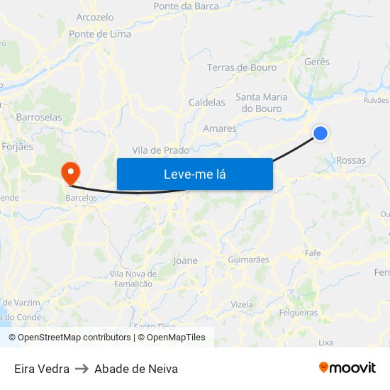 Eira Vedra to Abade de Neiva map