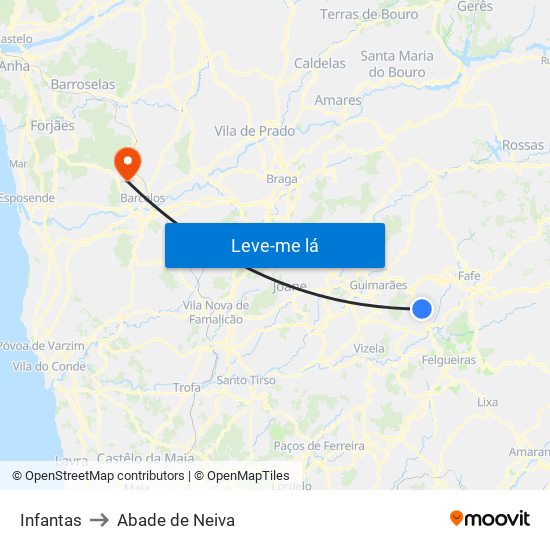 Infantas to Abade de Neiva map