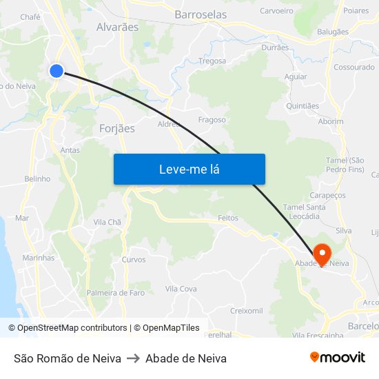 São Romão de Neiva to Abade de Neiva map