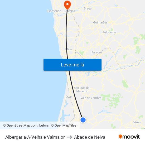 Albergaria-A-Velha e Valmaior to Abade de Neiva map