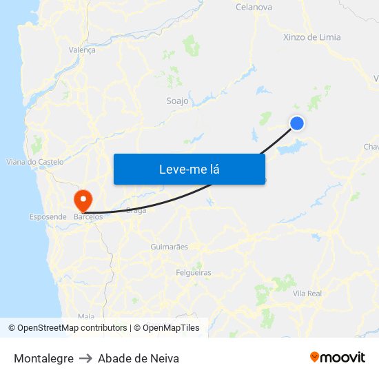 Montalegre to Abade de Neiva map