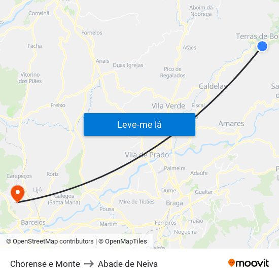 Chorense e Monte to Abade de Neiva map