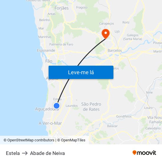 Estela to Abade de Neiva map