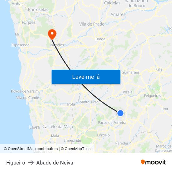 Figueiró to Abade de Neiva map