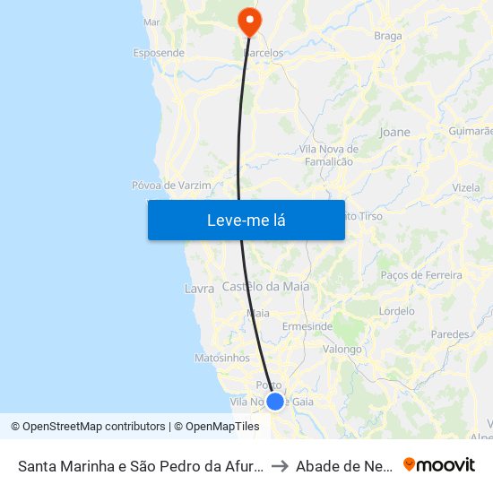Santa Marinha e São Pedro da Afurada to Abade de Neiva map