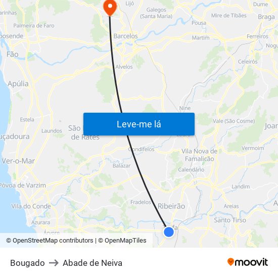 Bougado to Abade de Neiva map