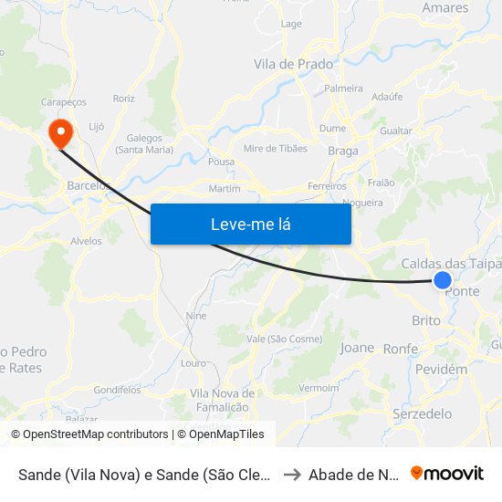 Sande (Vila Nova) e Sande (São Clemente) to Abade de Neiva map