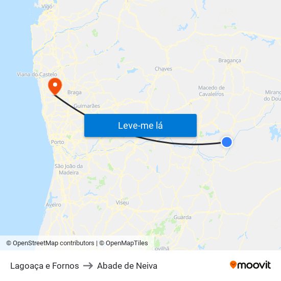 Lagoaça e Fornos to Abade de Neiva map