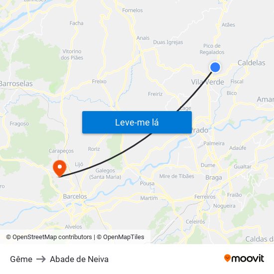 Gême to Abade de Neiva map