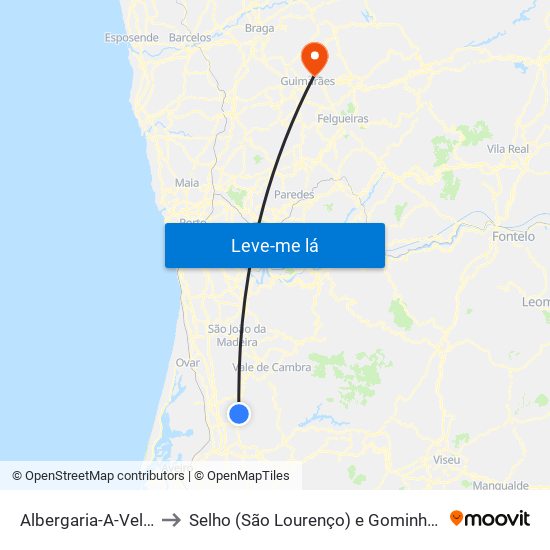 Albergaria-A-Velha to Selho (São Lourenço) e Gominhães map