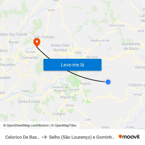Celorico De Basto to Selho (São Lourenço) e Gominhães map