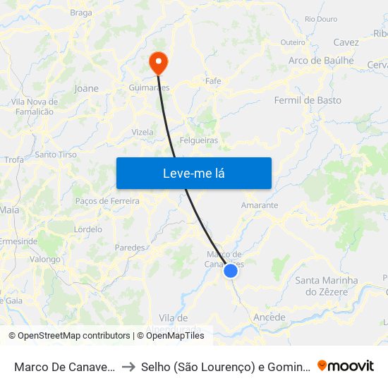 Marco De Canaveses to Selho (São Lourenço) e Gominhães map