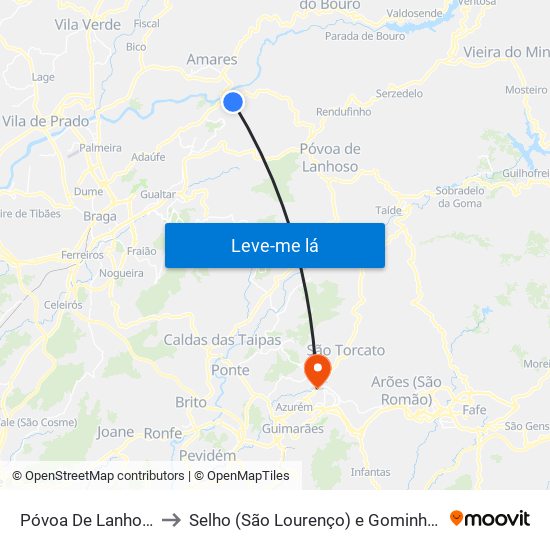 Póvoa De Lanhoso to Selho (São Lourenço) e Gominhães map