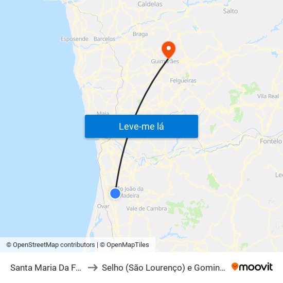 Santa Maria Da Feira to Selho (São Lourenço) e Gominhães map