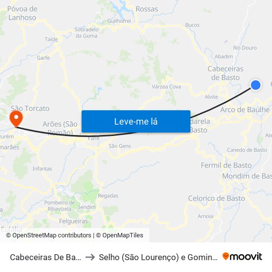 Cabeceiras De Basto to Selho (São Lourenço) e Gominhães map